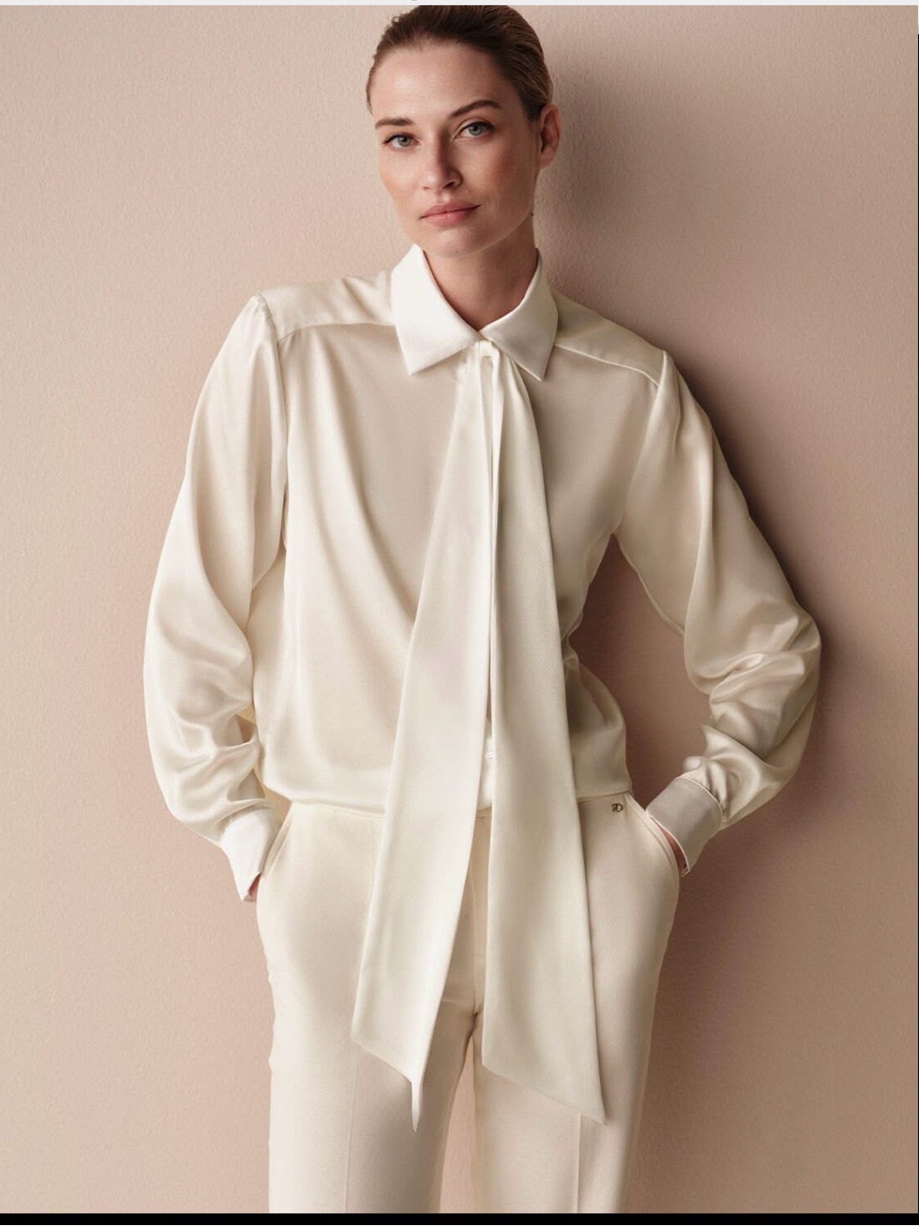 Kate Spade Bow Blouse Ivory- Cream Tie-Neck